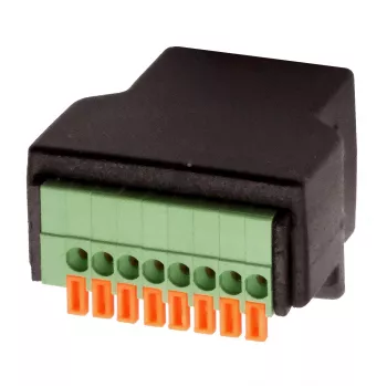 EXSYS EX-49112 RJ45-Buchse auf 8-Pin-Terminalblock-Adapter mit Drucktaster, CAT.5e