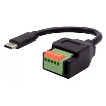 EXSYS USB-C Stecker auf 5-Pin Terminalblock Adapterkabel mit Drucktaster, USB 2.0, 15 cm EX-49123