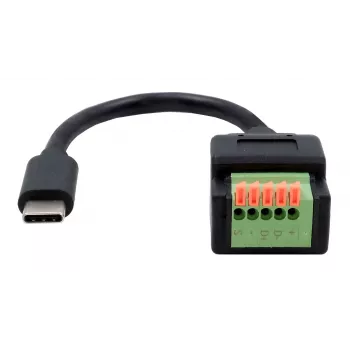 EXSYS USB-C Stecker auf 5-Pin Terminalblock Adapterkabel mit Drucktaster, USB 2.0, 15 cm EX-49123