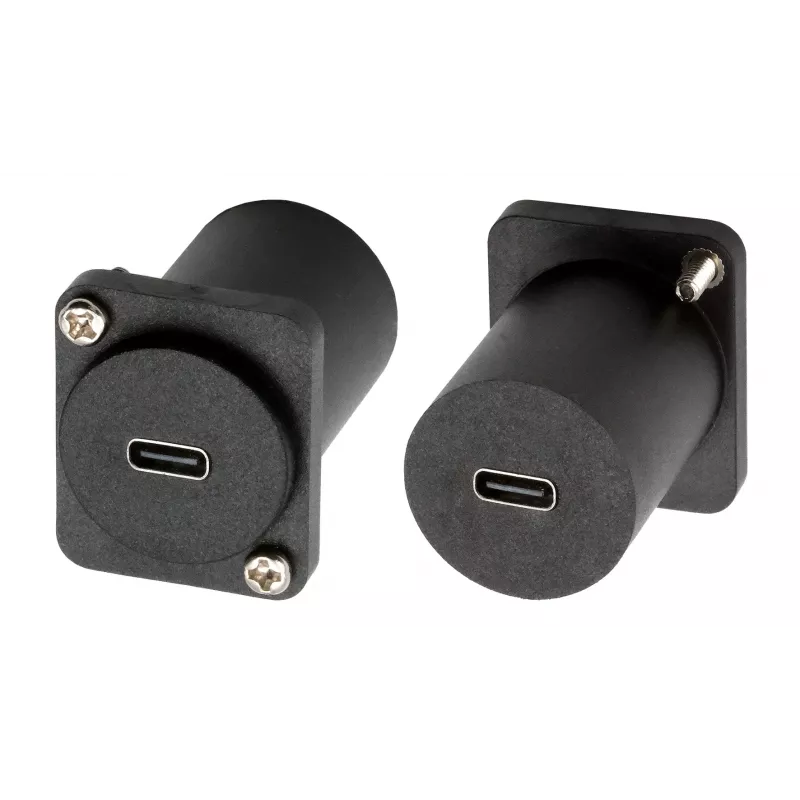 EXSYS D-Typ USB-C Buchse zu Buchse Adapter, USB 3.2 Gen 1, Panel-Montage, Schwarz (EX-49158)