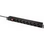 Renkforce RF-4604248 19 inch 1U Rackmount-Steckdosenleiste mit 8 Schuko-Steckdosen, Schalter, 2m Kabel, Schwarz