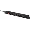 Renkforce RF-4604248 19 inch 1U Rackmount-Steckdosenleiste mit 8 Schuko-Steckdosen, Schalter, 2m Kabel, Schwarz