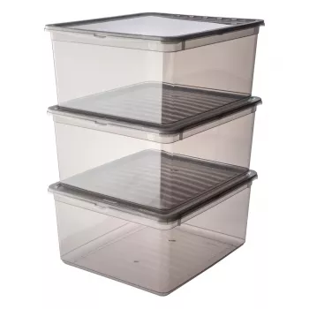 keeeper bea Aufbewahrungsbox-Set, 3x 18 L, Kristallgrau, Air-Control Deckel 3003182700000