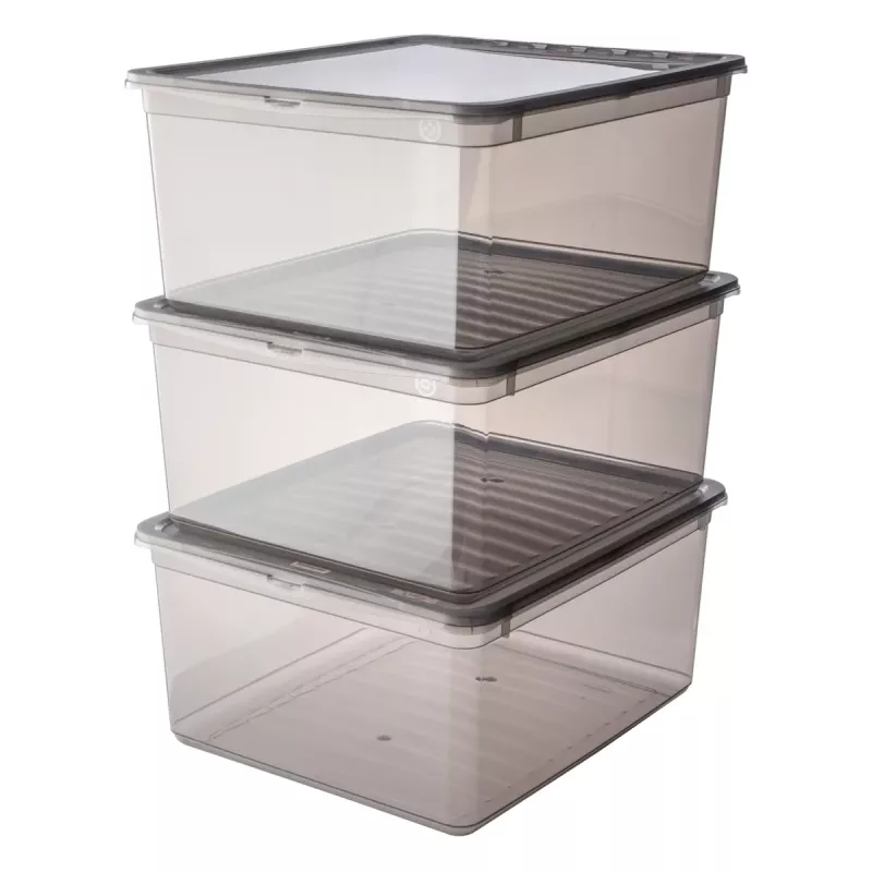 keeeper bea Aufbewahrungsbox-Set, 3x 18 L, Kristallgrau, Air-Control Deckel 3003182700000