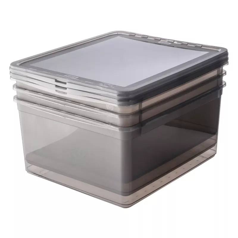 keeeper bea Aufbewahrungsbox-Set, 3x 18 L, Kristallgrau, Air-Control Deckel 3003182700000