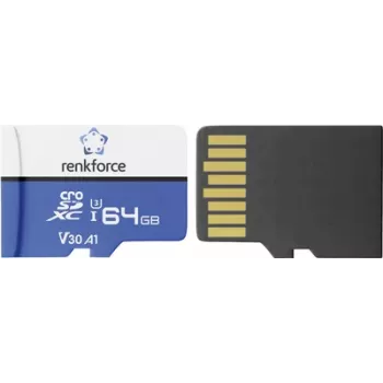 Renkforce RFEmSD64 microSDXC 64 GB A1 V30 U3 Class 10 Speicherkarte mit SD-Adapter RF-7488704