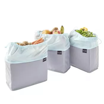 keeeper nea Obst- und Gemüsebeutel, 9 Liter, Grau/Aquamarine, Kordelzug, Faltbar, Lebensmittelecht, 1 Stück 1229562400000