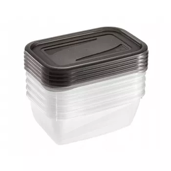 keeeper fredo fresh Lebensmittel-Aufbewahrungsbehälter-Set, 5x 0,5 L, rechteckig, transparent mit grauen Deckeln 3067282700000