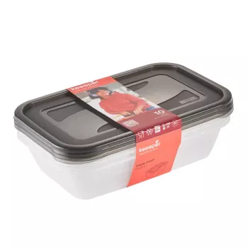 keeeper fredo fresh Aufbewahrungsbehälter-Set, 3 x 2,4 L, rechteckig, transparent mit grauen Deckeln 3067982700000