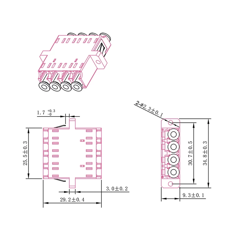 LogiLink LC-Duplex Quad LWL-Kupplungsset, Violett, 12-teilig FA04LC7