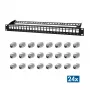LogiLink PrimeLine 24-Port geschirmtes Cat.6A Keystone Patch Panel, 19 Zoll 1U, Schwarz (RAL9005), 24x Keystone Module enthalten NK5001
