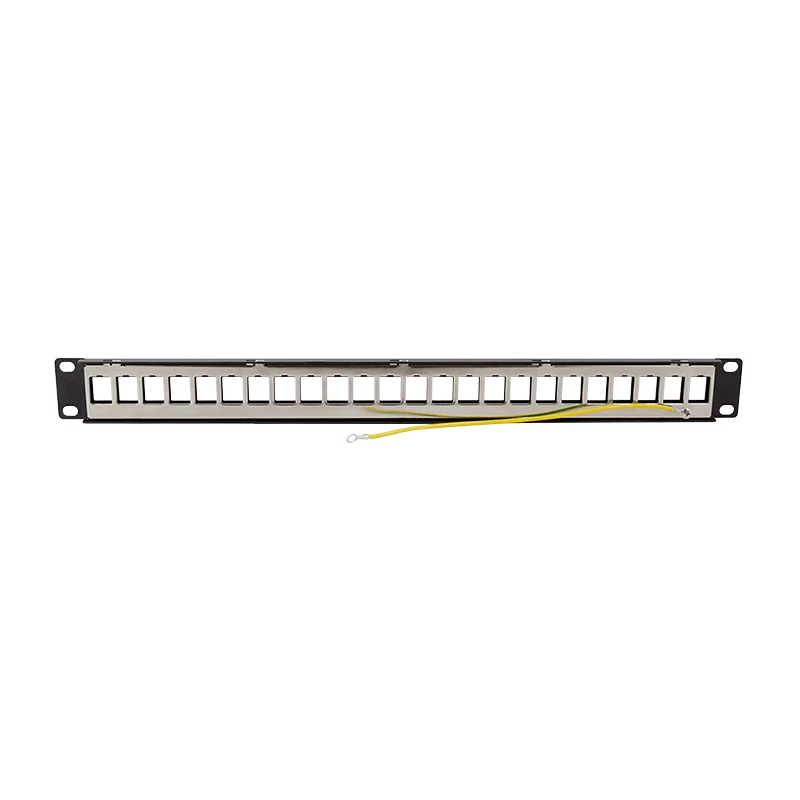 LogiLink PrimeLine 24-Port geschirmtes Cat.6A Keystone Patch Panel, 19 Zoll 1U, Schwarz (RAL9005), 24x Keystone Module enthalten NK5001