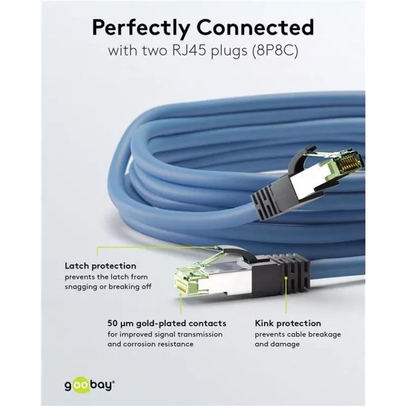 Wentronic 45657 Cat8.1 S/FTP Netzwerkkabel, RJ45, 0,25 m, Blau
