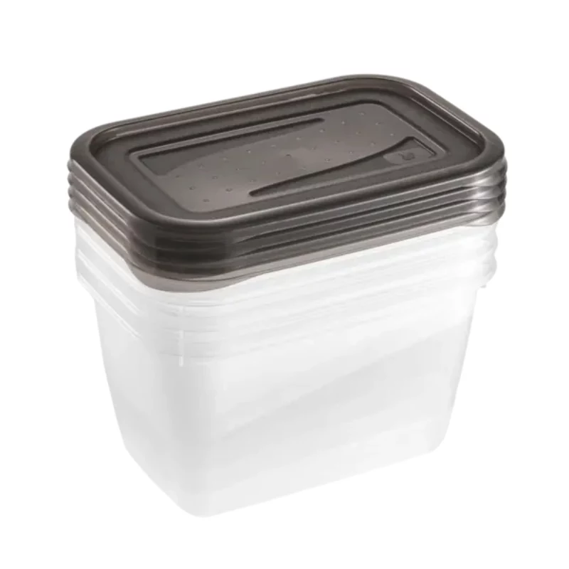 keeeper fredo fresh Aufbewahrungsbehälter-Set, 4 x 0,75 L, rechteckig, transparent mit grauen Deckeln 3067382700000