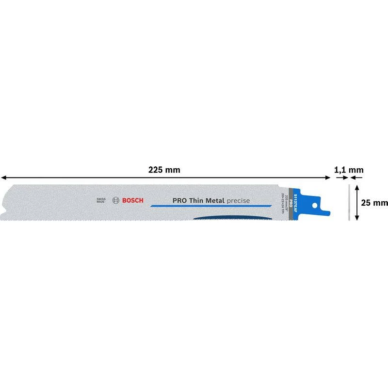 Bosch S 1137 EAF Säbelsägeblatt für dickes Metall, 225 mm, 5er-Pack 2608658989