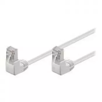 Wentronic Goobay CAT 5e Patchkabel 2x 90° gewinkelt, F/UTP, Weiß, 2 m - CCA kupferkaschiertes Aluminium, 2x RJ45 90° (8P8C) (96063)