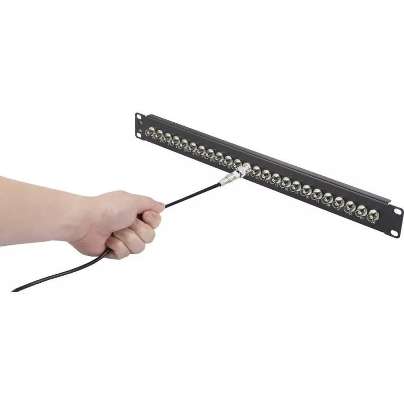 Renkforce RF-4541184 19 inch 1U Rack-Montage BNC Patchpanel, 16 Ports, Schwarz