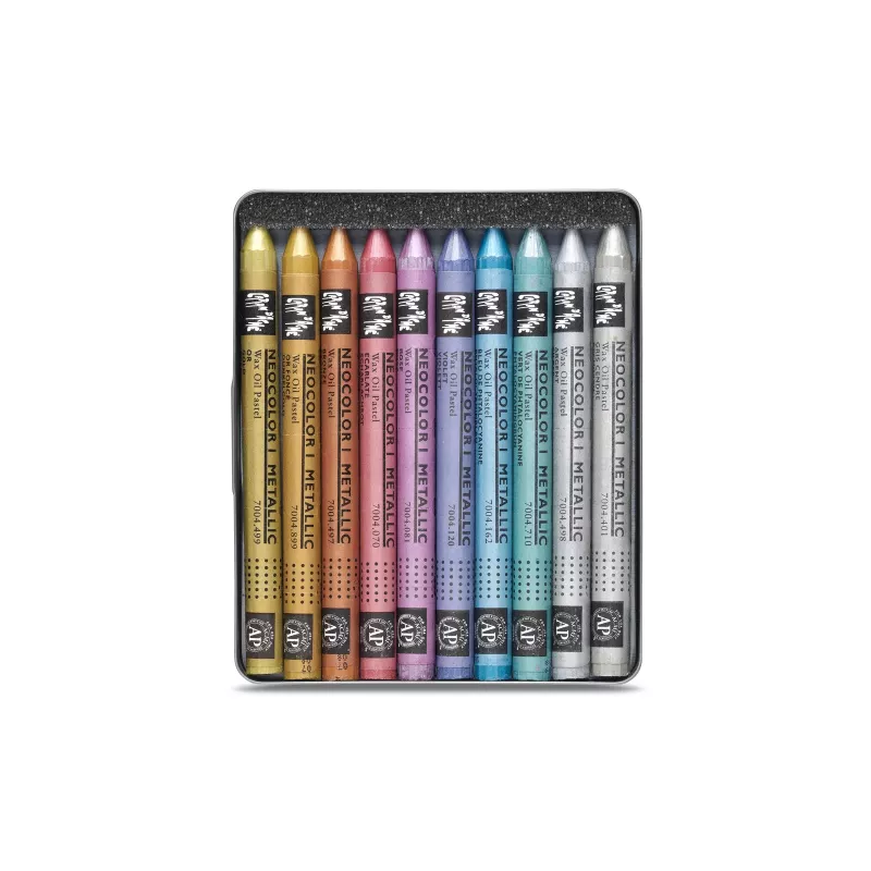 Caran d'Ache Neocolor I Metallic Wachsmalstifte, 10er-Set, rund mit Papierhülle 7004.310