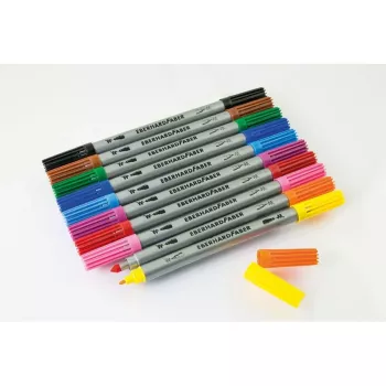 Faber-Castell Eberhard Faber COLORI Doppelspitzen-Fasermaler-Set, 10 verschiedene Farben, 2,0 mm feine & 3,0-4,0 mm breite Spitzen, Kartonetui 550010