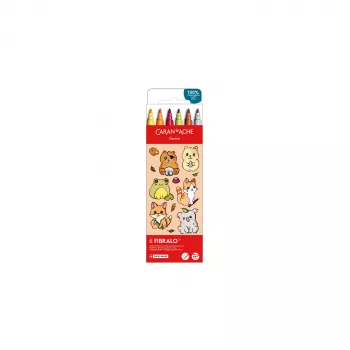 Caran d'Ache Fibralo Kawaii Animals Filzstifte, 6er-Pack, wasserbasierte Tinte, Aquarelleffekt 185.803