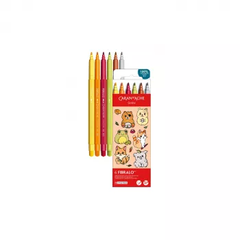 Caran d'Ache Fibralo Kawaii Animals Filzstifte, 6er-Pack, wasserbasierte Tinte, Aquarelleffekt 185.803