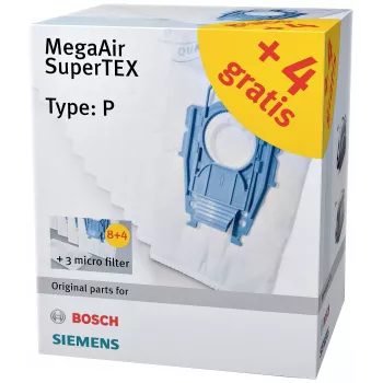 Siemens VZ123FP MegaAir SuperTEX Staubsaugerbeutel-Set (Typ G/G ALL, 4 Beutel + 1 Mikrofilter)