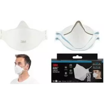3M Aura 9320+ FFP2 Atemschutzmaske ohne Ausatemventil, 3-teilige Falzmaske, Weiß, 1er-Pack 9320-5