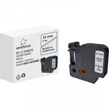 RENKFORCE RF-LT-D45010 Kompatibles DYMO D1 Beschriftungsband 12mm Transparent Schwarz auf 7m RF-6027820