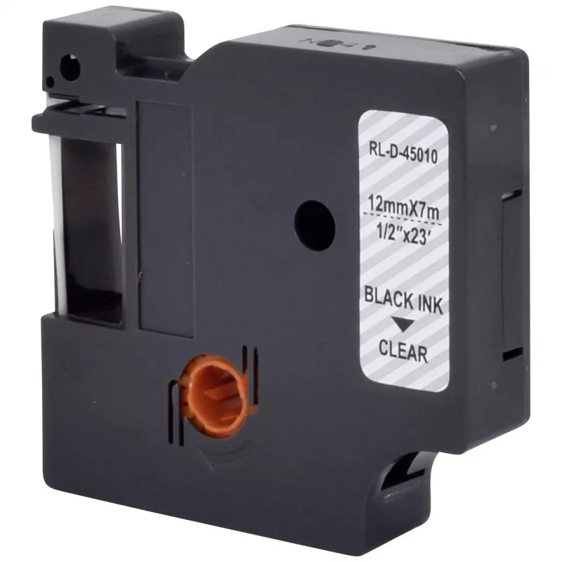 RENKFORCE RF-LT-D45010 Kompatibles DYMO D1 Beschriftungsband 12mm Transparent Schwarz auf 7m RF-6027820