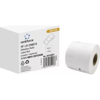Renkforce RF-6027794 Kompatible DYMO 99015 Papier-Etikett-Rolle, 70 x 54 mm, Weiß, Permanentklebend, 320 Etiketten