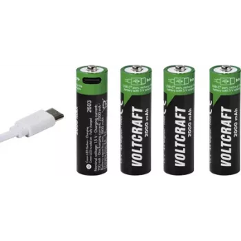 VOLTCRAFT AA Mignon Li-Ion Akku 2000 mAh 1,5 V 4er-Pack mit USB-C-Ladefunktion (VC-17275570)