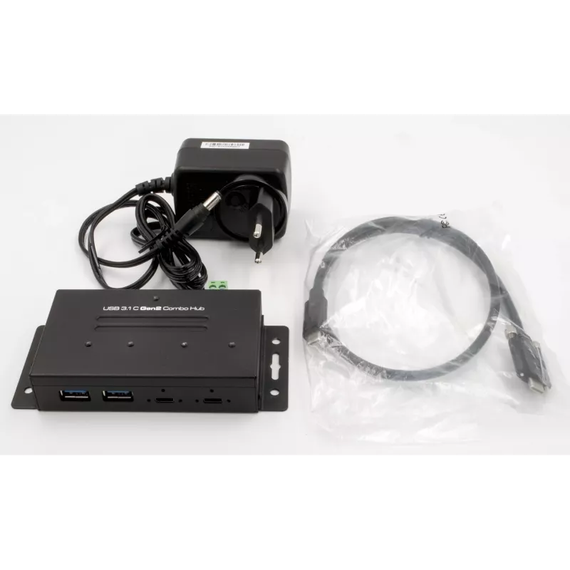 EXSYS EX-1240HMVS Industrial 4-Port USB 3.2 Gen 2 Hub, DIN-Schienen-montierbar, Metall