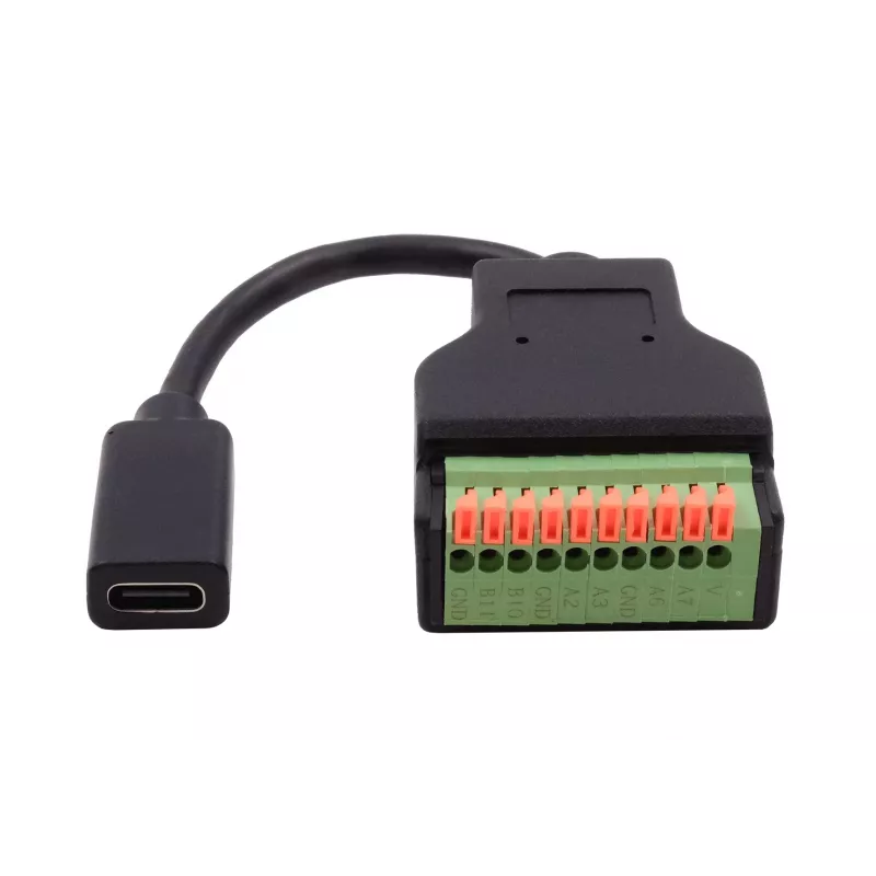 EXSYS EX-49124 USB-C Buchse auf 10-Pin Schraubklemmenblock Adapterkabel mit Drucktaster, USB 3.2 Gen 1, 15 cm