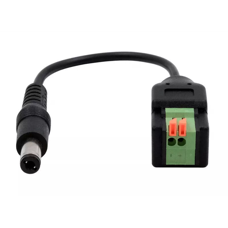 EXSYS EX-49140 DC-Stromstecker 5,5x2,1mm auf 2-poligen Klemmenblock Adapterkabel, 15 cm, Push-Button