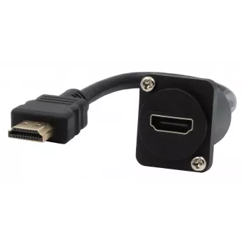 EXSYS EX-49162 HDMI Typ A Buchse auf Stecker Adapterkabel, 20 cm, 4K, High Speed mit Ethernet, Schwarz