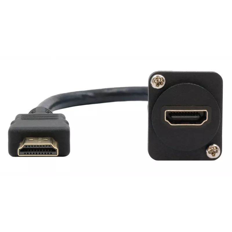 EXSYS EX-49162 HDMI Typ A Buchse auf Stecker Adapterkabel, 20 cm, 4K, High Speed mit Ethernet, Schwarz