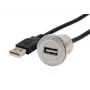 EXSYS EX-49181 Panel-Mount USB 2.0 Verlängerungskabel, USB-A Buchse auf USB-A Stecker, 30 cm, Metallplatte