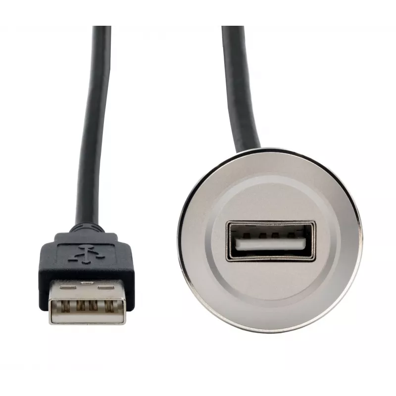 EXSYS EX-49181 Panel-Mount USB 2.0 Verlängerungskabel, USB-A Buchse auf USB-A Stecker, 30 cm, Metallplatte