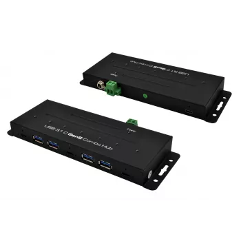 EXSYS EX-1247HMVS 7-Port USB 3.2 Gen 2 Industrie-Hub mit DIN-Schienen-Montage