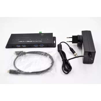 EXSYS EX-1247HMVS 7-Port USB 3.2 Gen 2 Industrie-Hub mit DIN-Schienen-Montage