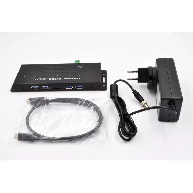 EXSYS EX-1247HMVS 7-Port USB 3.2 Gen 2 Industrie-Hub mit DIN-Schienen-Montage