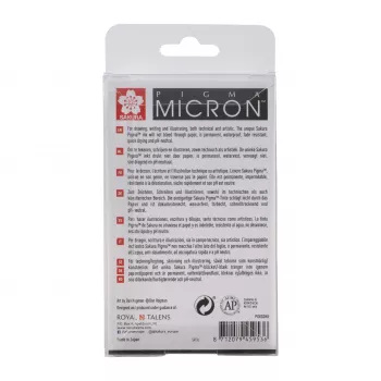 SAKURA Pigma Micron Fineliner-Stiftset, 8-teilig, Schwarz, verschiedene Spitzengrößen 0,15 mm bis Pinsel POXSDK8