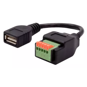 EXSYS EX-49128 USB-A Buchse auf 5-Pin Schraubklemmenblock Adapterkabel mit Drucktaster, USB 2.0, 15 cm