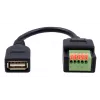 EXSYS EX-49128 USB-A Buchse auf 5-Pin Schraubklemmenblock Adapterkabel mit Drucktaster, USB 2.0, 15 cm