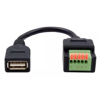 EXSYS EX-49128 USB-A Buchse auf 5-Pin Schraubklemmenblock Adapterkabel mit Drucktaster, USB 2.0, 15 cm