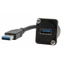 EXSYS EX-49164 USB 3.2 Gen 1 D-Typ Einbau-Adapterkabel, USB-A Stecker auf Buchse, 20 cm, Schwarz