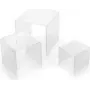 DEFLECTO Quadratisches Display-Riser-Set, Transparentes Acryl, 3 Teile, Polierte Kanten, Stapelbar, Kristallklar (DB-S3-6)