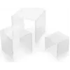 DEFLECTO Quadratisches Display-Riser-Set, Transparentes Acryl, 3 Teile, Polierte Kanten, Stapelbar, Kristallklar (DB-S3-6)