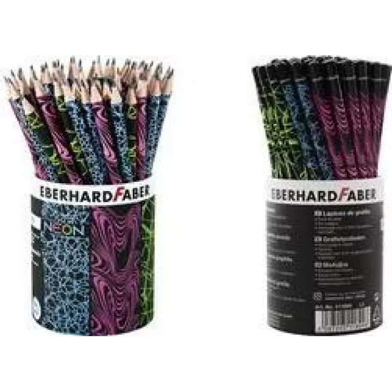 FABER-CASTELL EBERHARD FABER NEON HB Graphitstifte, 72er-Pack runder Köcher, 2,0 mm Mine, holzfrei 511899