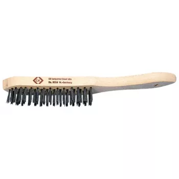 C.K Tools 4-reihige Drahtbürste aus gehärtetem und angelassenem Stahl mit Holzgriff (T6238 4)
